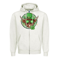 Oatmeal Heather st. patrick's day heifer Zipper Hoodie - MaliasSmallBusiness