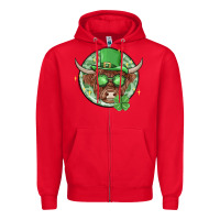 Red st. patrick's day heifer Zipper Hoodie - MaliasSmallBusiness