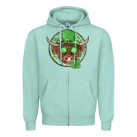 Seafoam st. patrick's day heifer Zipper Hoodie - MaliasSmallBusiness