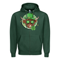 Sports Green st. patrick's day heifer Zipper Hoodie - MaliasSmallBusiness