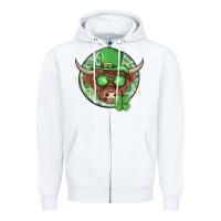 White st. patrick's day heifer Zipper Hoodie - MaliasSmallBusiness