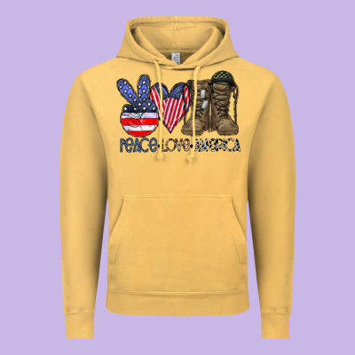 Peace Love America Vintage Hoodie Designed By Cowhidedigitalart