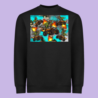Dinosaur Monster Truck Heavyweight Sweatshirt Designed By Artiststas