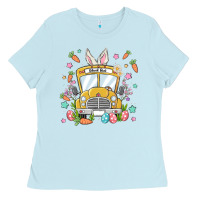 Baby Blue easter school bus Ladies Tee - MaliasSmallBusiness