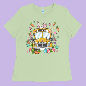 Easter School Bus Ladies Tee Designed By Maliassmallbusiness