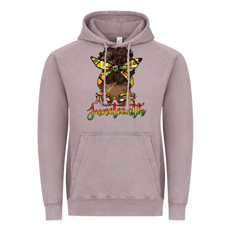 Juneteenth Black Woman Messy Bun Vintage Hoodie by HRA Design Shop | Teevron