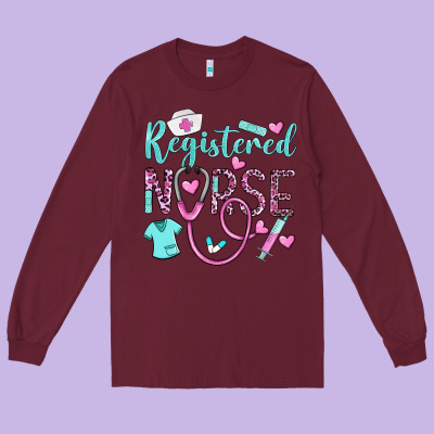 Registered Nurse Rn Long Sleeve Tee Designed By Barkaloodesign
