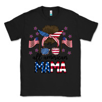 Black All American Mama Messy Buny Classic Tee - CowhideDigitalArt