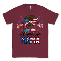 Burgundy All American Mama Messy Buny Classic Tee - CowhideDigitalArt