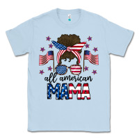 Dusty Blue All American Mama Messy Buny Classic Tee - CowhideDigitalArt