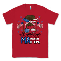 Red All American Mama Messy Buny Classic Tee - CowhideDigitalArt
