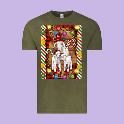 Christmas Goat Family Vintage Tee Designed By Artiststas