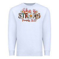 White Western She Is Strong Premium Sweatshirt - LillyAllenDesigns