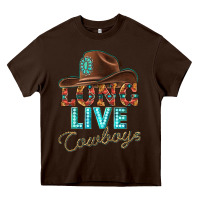 Chocolate Brown long live cowboys Heavy Core Tee - texasbilliewilder