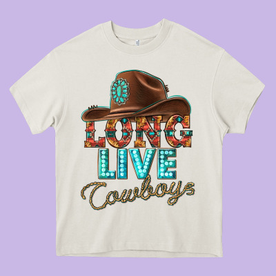 Long Live Cowboys Heavy Core Tee Designed By Texasbilliewilder
