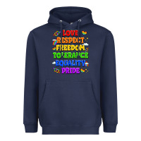 Navy love respect freedom tolerance equality pride Heavyweight Hoodie - LillyAllenDesigns