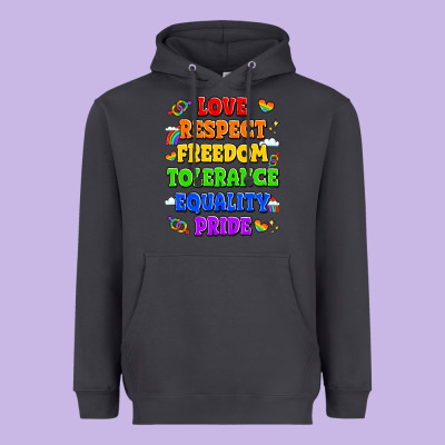 Love Respect Freedom Tolerance Equality Pride Heavyweight Hoodie Designed By Lillyallendesigns