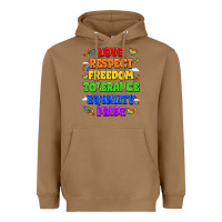 Toasted Coconut love respect freedom tolerance equality pride Heavyweight Hoodie - LillyAllenDesigns