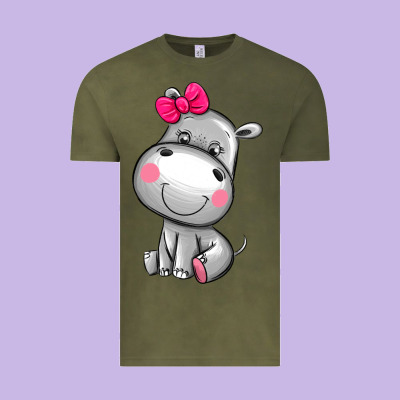 Cute Hippopotamus Vintage Tee Designed By Adodesignshop