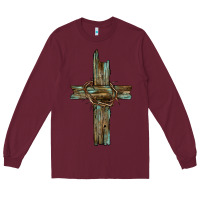 Burgundy cross with thorn Long Sleeve Tee - BarkalooDesign