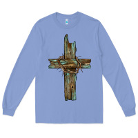 Colony Blue cross with thorn Long Sleeve Tee - BarkalooDesign