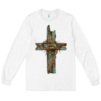 White cross with thorn Long Sleeve Tee - BarkalooDesign