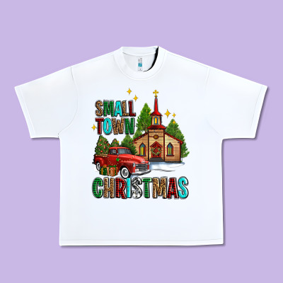 Small Town Christmas Church Western Truck Urban Heavy Tee Designed By Adodesignshop