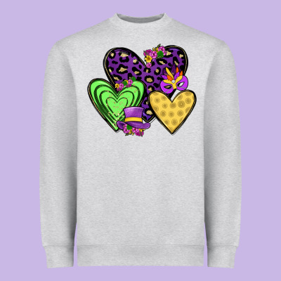 Hearts Mardi Gras Heavyweight Sweatshirt Designed By Jahusdesignshop