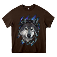 Chocolate Brown Wolf scratch mark Heavy Core Tee - RanaPortraitStore