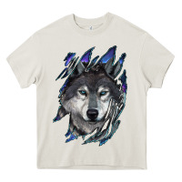 Cream Wolf scratch mark Heavy Core Tee - RanaPortraitStore