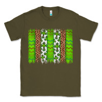 Army Green Western St. Patrick's Shamrock Cross Leopard Brushstroke Classic Tee - Artiststas
