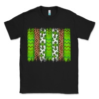 Black Western St. Patrick's Shamrock Cross Leopard Brushstroke Classic Tee - Artiststas