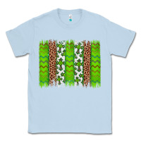Dusty Blue Western St. Patrick's Shamrock Cross Leopard Brushstroke Classic Tee - Artiststas