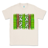 Natural Western St. Patrick's Shamrock Cross Leopard Brushstroke Classic Tee - Artiststas