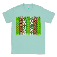 Seafoam Western St. Patrick's Shamrock Cross Leopard Brushstroke Classic Tee - Artiststas