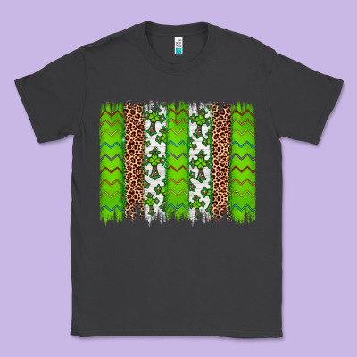 Western St. Patrick's Shamrock Cross Leopard Brushstroke Classic Tee Designed By Artiststas
