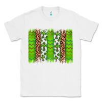 White Western St. Patrick's Shamrock Cross Leopard Brushstroke Classic Tee - Artiststas