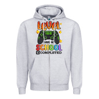 Heather Grey level 100 days of school completed Zipper Hoodie - MaliasSmallBusiness