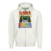 Oatmeal Heather level 100 days of school completed Zipper Hoodie - MaliasSmallBusiness