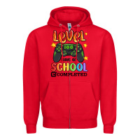 Red level 100 days of school completed Zipper Hoodie - MaliasSmallBusiness
