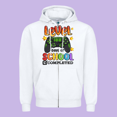 Level 100 Days Of School Completed Zipper Hoodie Designed By Maliassmallbusiness