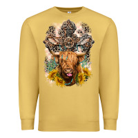 Antique Gold Western Heifer Cow with crosses Premium Sweatshirt - LillyAllenDesigns