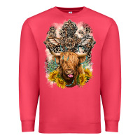 Cardinal Western Heifer Cow with crosses Premium Sweatshirt - LillyAllenDesigns