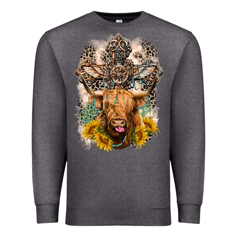 Western Heifer Cow With Crosses Premium Sweatshirt by LillyAllenDesigns | Teevron