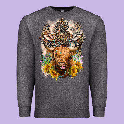Western Heifer Cow With Crosses Premium Sweatshirt Designed By Lillyallendesigns