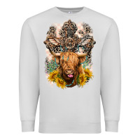 Dove Grey Western Heifer Cow with crosses Premium Sweatshirt - LillyAllenDesigns