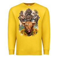 Lemon Western Heifer Cow with crosses Premium Sweatshirt - LillyAllenDesigns