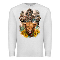 Oatmeal Heather Western Heifer Cow with crosses Premium Sweatshirt - LillyAllenDesigns