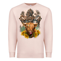 Pale Pink Western Heifer Cow with crosses Premium Sweatshirt - LillyAllenDesigns