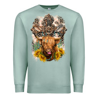 Seafoam Western Heifer Cow with crosses Premium Sweatshirt - LillyAllenDesigns